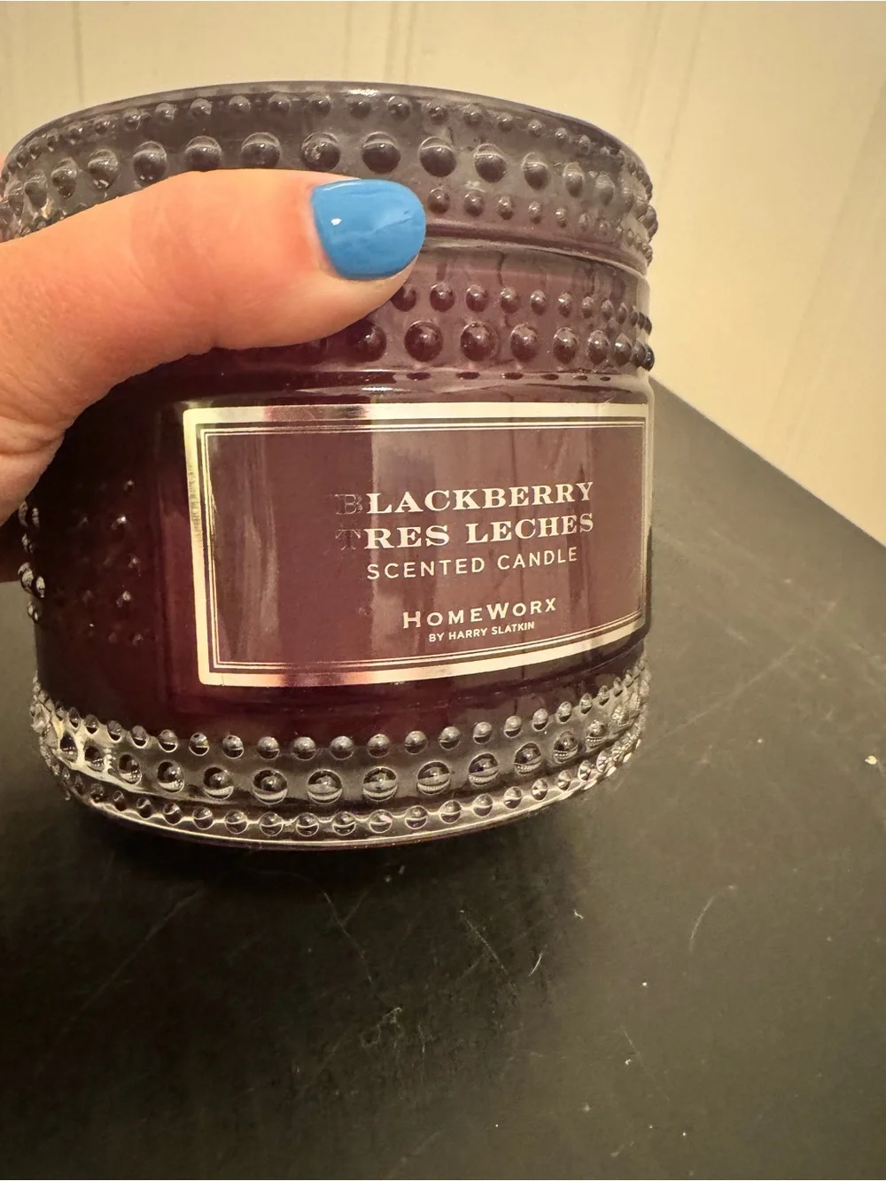 Homeworx By Harry Slatkin 18oz BlackBerry Tres Leches 4 Wick Candle Hobnail Jar
